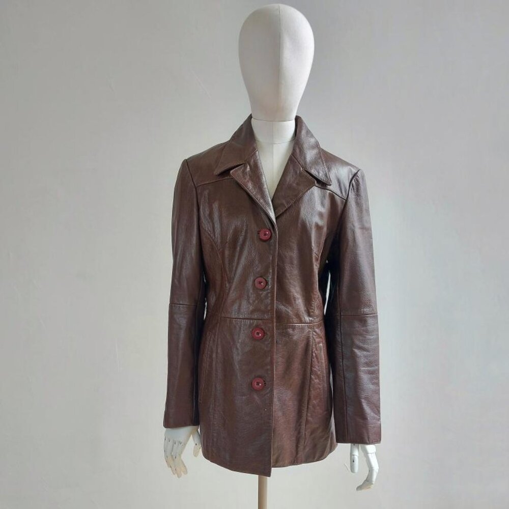 Brown Wilson Leather Button-Up Coat